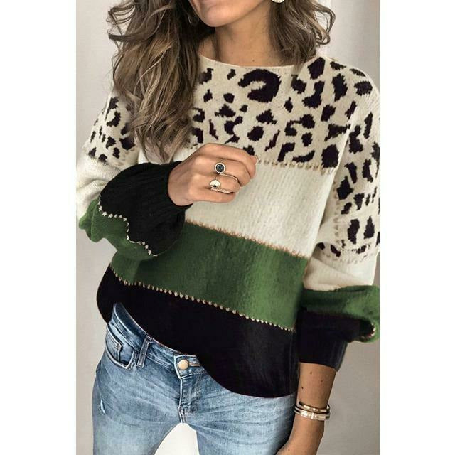 Nyala Jumper | Women's Autumn Leopard Patchwork Knit Jumper