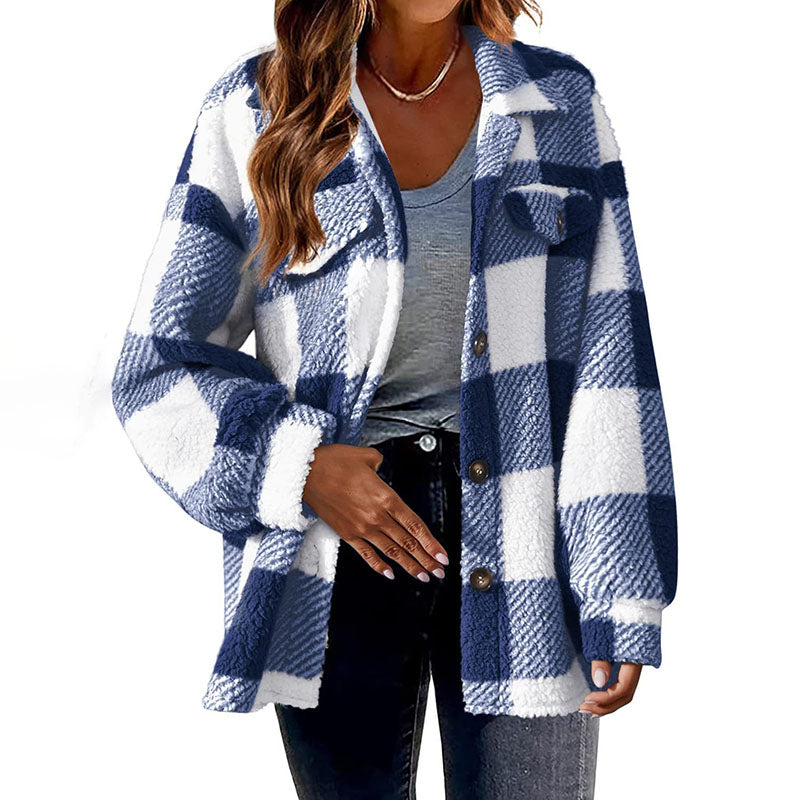 Ozella Coat | Women's Winter Casual Warm Checked Coat