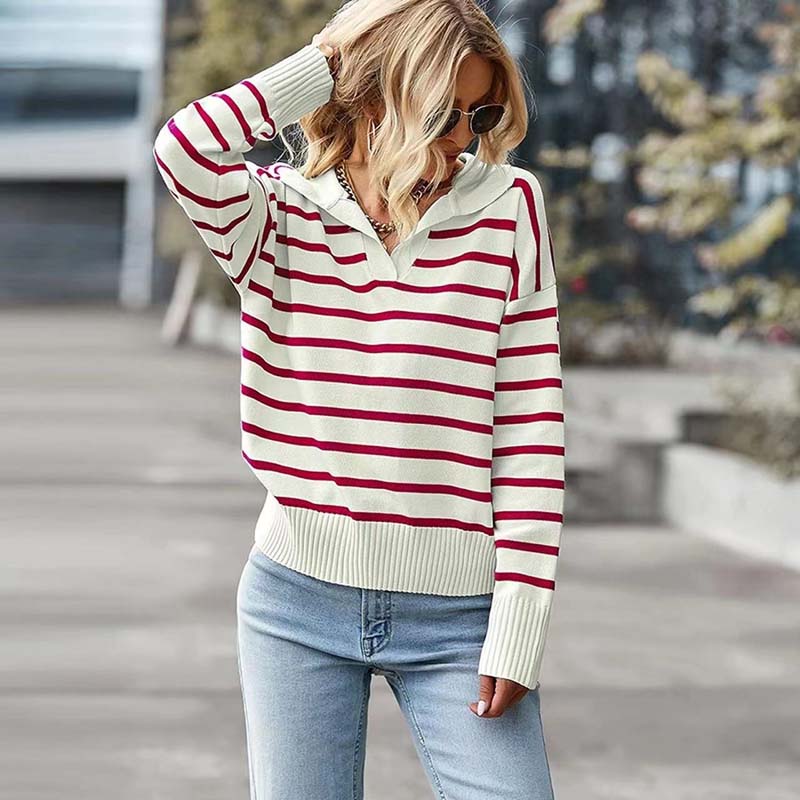 Orla Jumper | Women's Winter Collared Striped Knitted Jumper