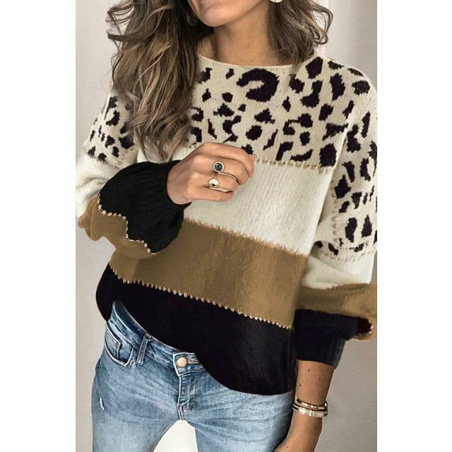 Nyala Jumper | Women's Autumn Leopard Patchwork Knit Jumper