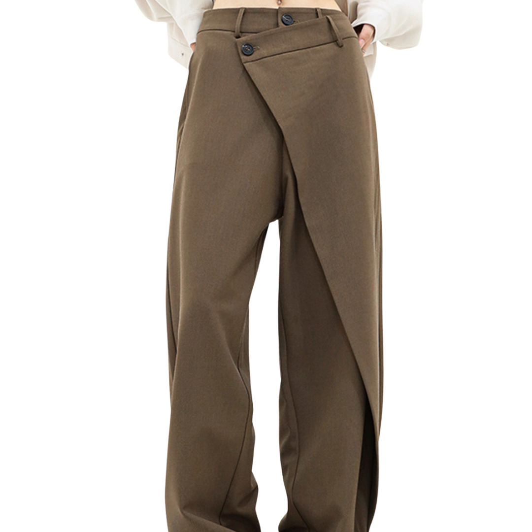 Windra Trousers | Asymmetrical High-Waist Wide-Leg Pants