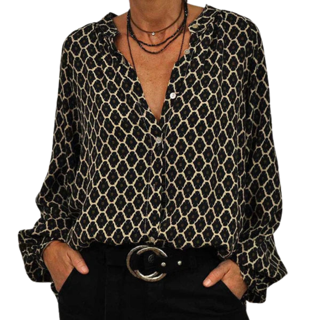 Elaine Blouse | Elegant V-Neck Long Sleeve Blouse