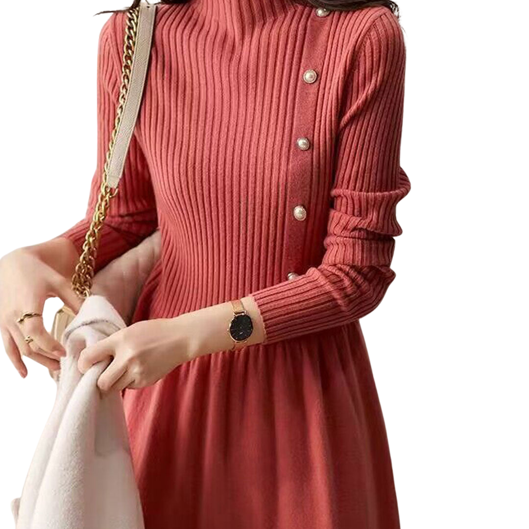 Iliana Dress | Elegant Turtleneck Knitted Sweater Dress