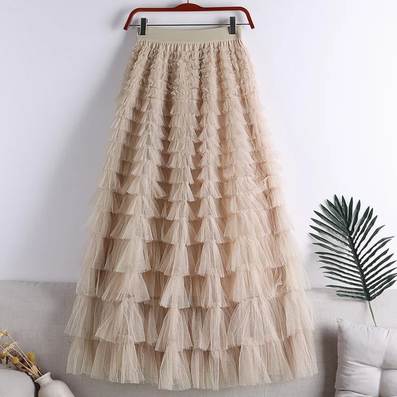 Zella Tulle Skirt | Women’s Layered Flowy Tulle Skirt with Elastic Waist