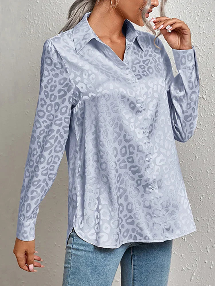 Nicki Blouse | Women's Autumn Satin Leopard Print Blouse