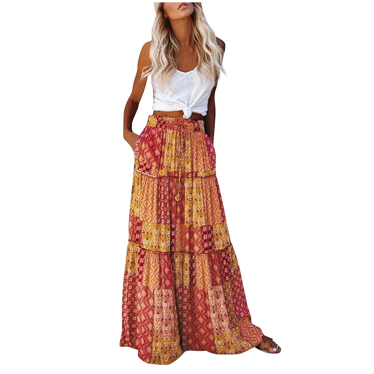 Delysha Skirt | Bohemian Printed Maxi Skirt with Flowy Silhouette