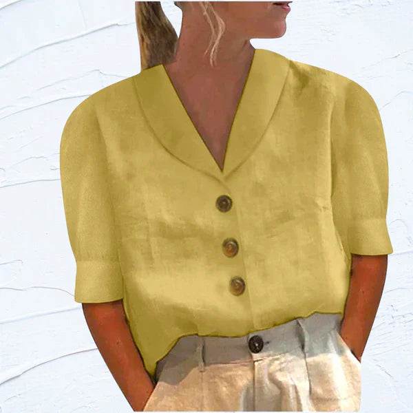 Vashti Top | Elegant Collar Top with Button Details