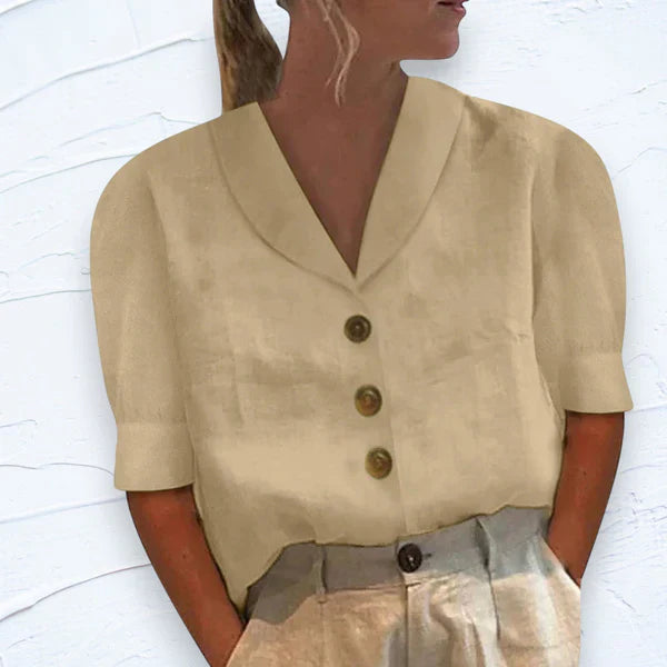 Vashti Top | Elegant Collar Top with Button Details