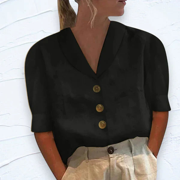 Vashti Top | Elegant Collar Top with Button Details