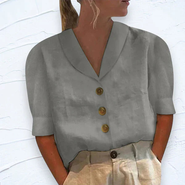 Vashti Top | Elegant Collar Top with Button Details