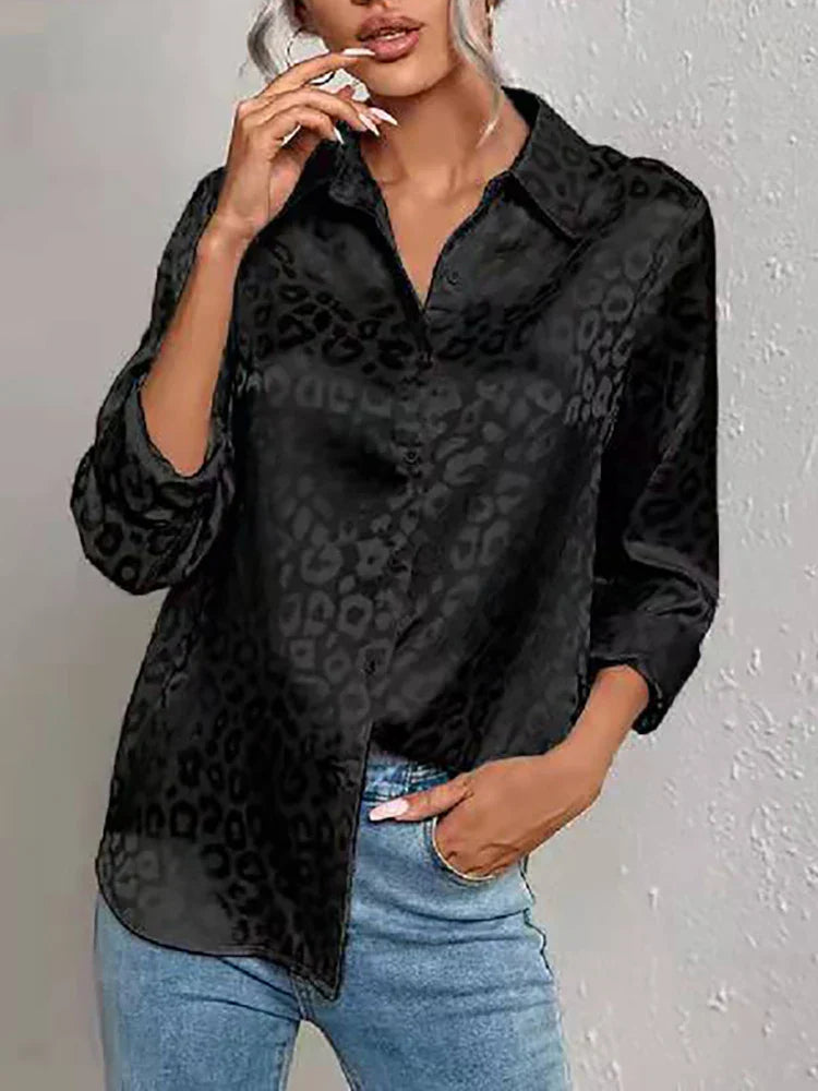 Nicki Blouse | Women's Autumn Satin Leopard Print Blouse