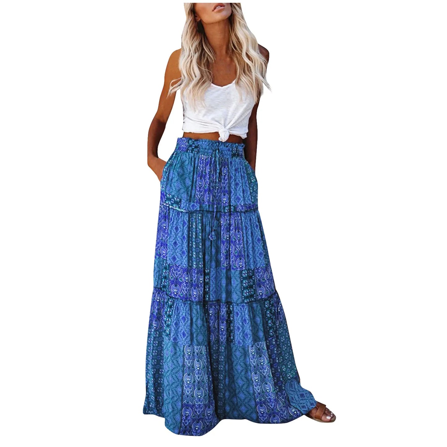 Delysha Skirt | Bohemian Printed Maxi Skirt with Flowy Silhouette