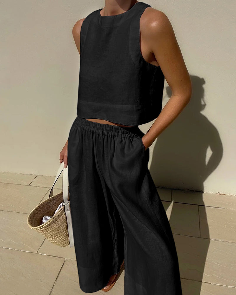 April Linen Set | Women’s Lightweight Two-Piece Shirt and Trousers