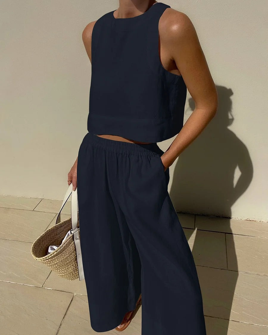 April Linen Set | Women’s Lightweight Two-Piece Shirt and Trousers
