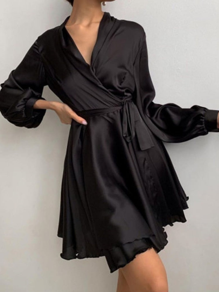 Victoria Dress | Elegant Satin Midi Dress