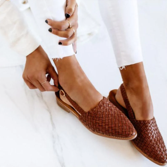 Briony Shoes | Elegant Women’s Slip-On Flats with Low Heel and Pointed Toe