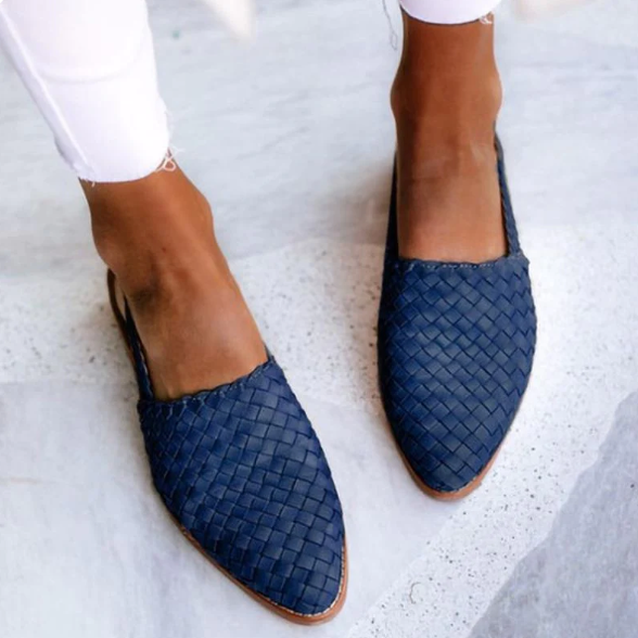 Briony Shoes | Elegant Women’s Slip-On Flats with Low Heel and Pointed Toe