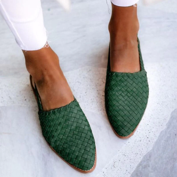 Briony Shoes | Elegant Women’s Slip-On Flats with Low Heel and Pointed Toe