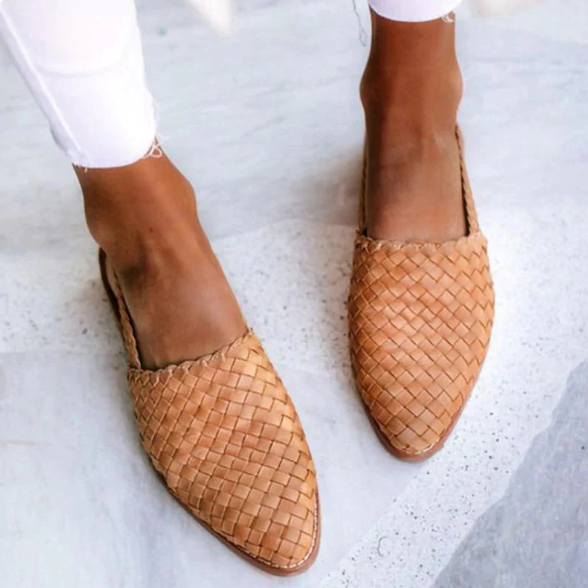 Briony Shoes | Elegant Women’s Slip-On Flats with Low Heel and Pointed Toe