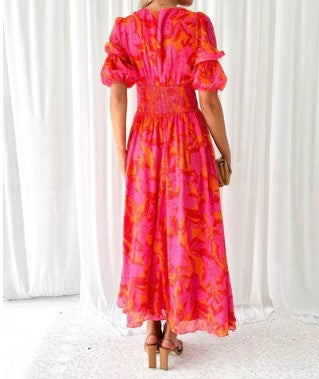 Alayna Maxi Dress | Women’s Chiffon Maxi Dress with Puff Sleeves and Flowy Fit