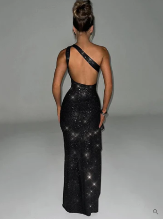 Darcie Backless Cocktail Dress | Shimmer & Pearl Detailing
