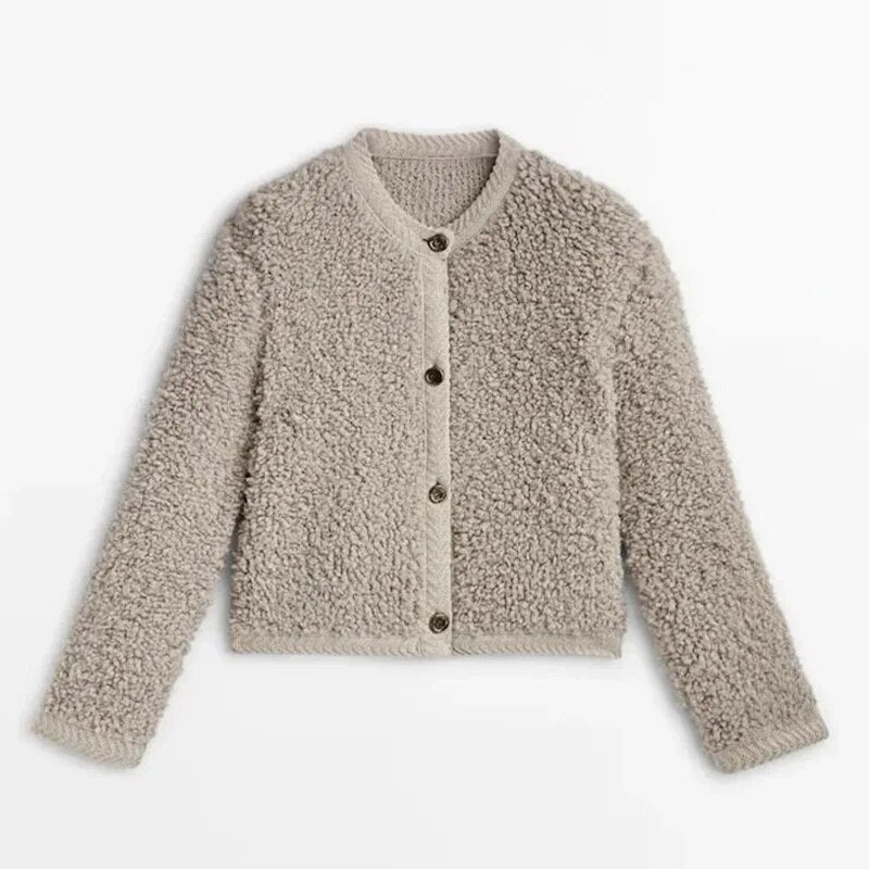 Raisa Cardigan | Women's Autumn Fluffy Knit Cardigan with Decorative Buttons