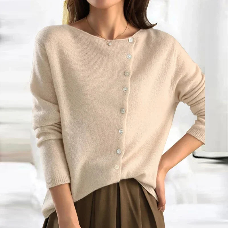 Eleanor Sweater | Cozy Cardigan with Asymmetric Button Design