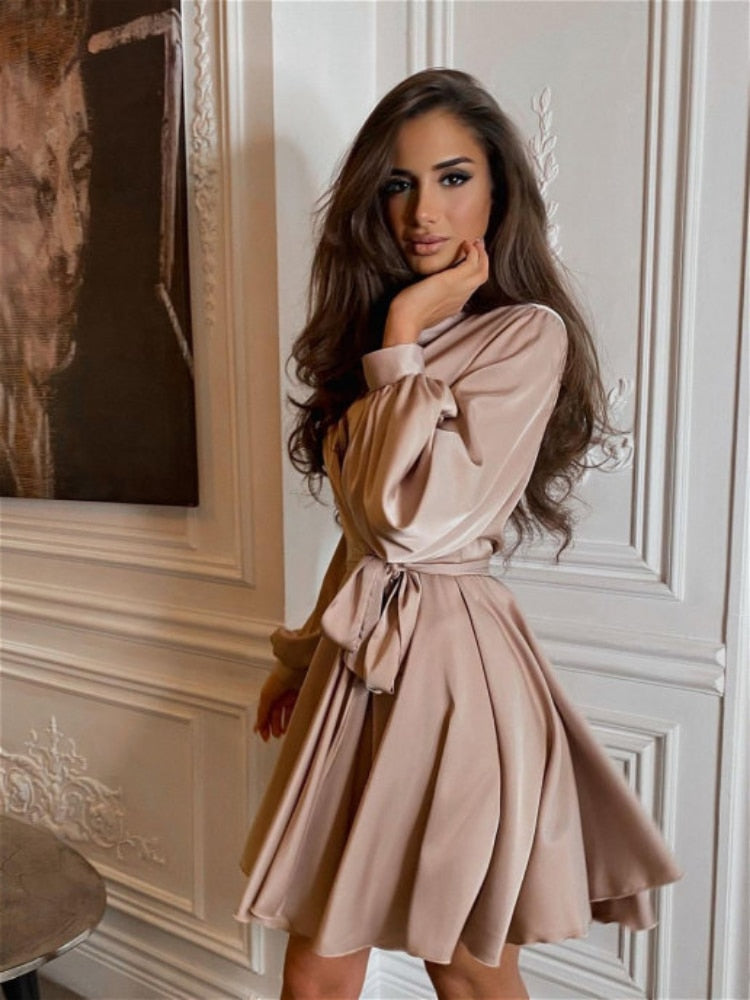 Victoria Dress | Elegant Satin Midi Dress