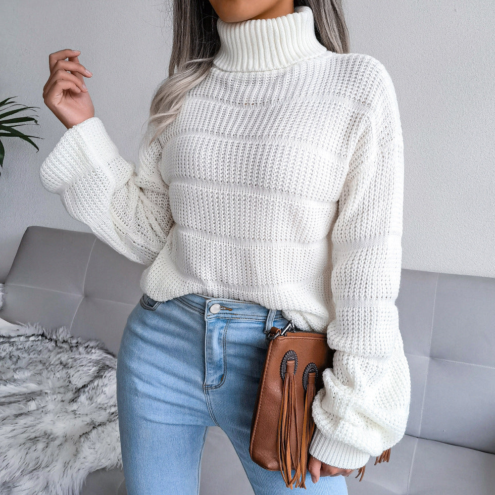 Finola Turtleneck Sweater | Cozy White Knit with Roll-Neck