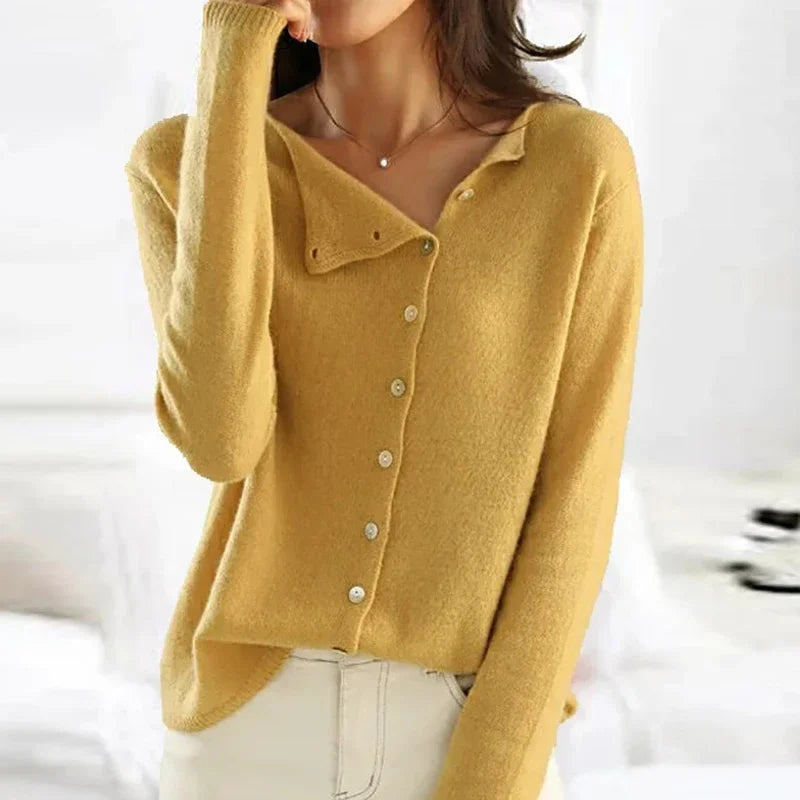 Eleanor Sweater | Cozy Cardigan with Asymmetric Button Design