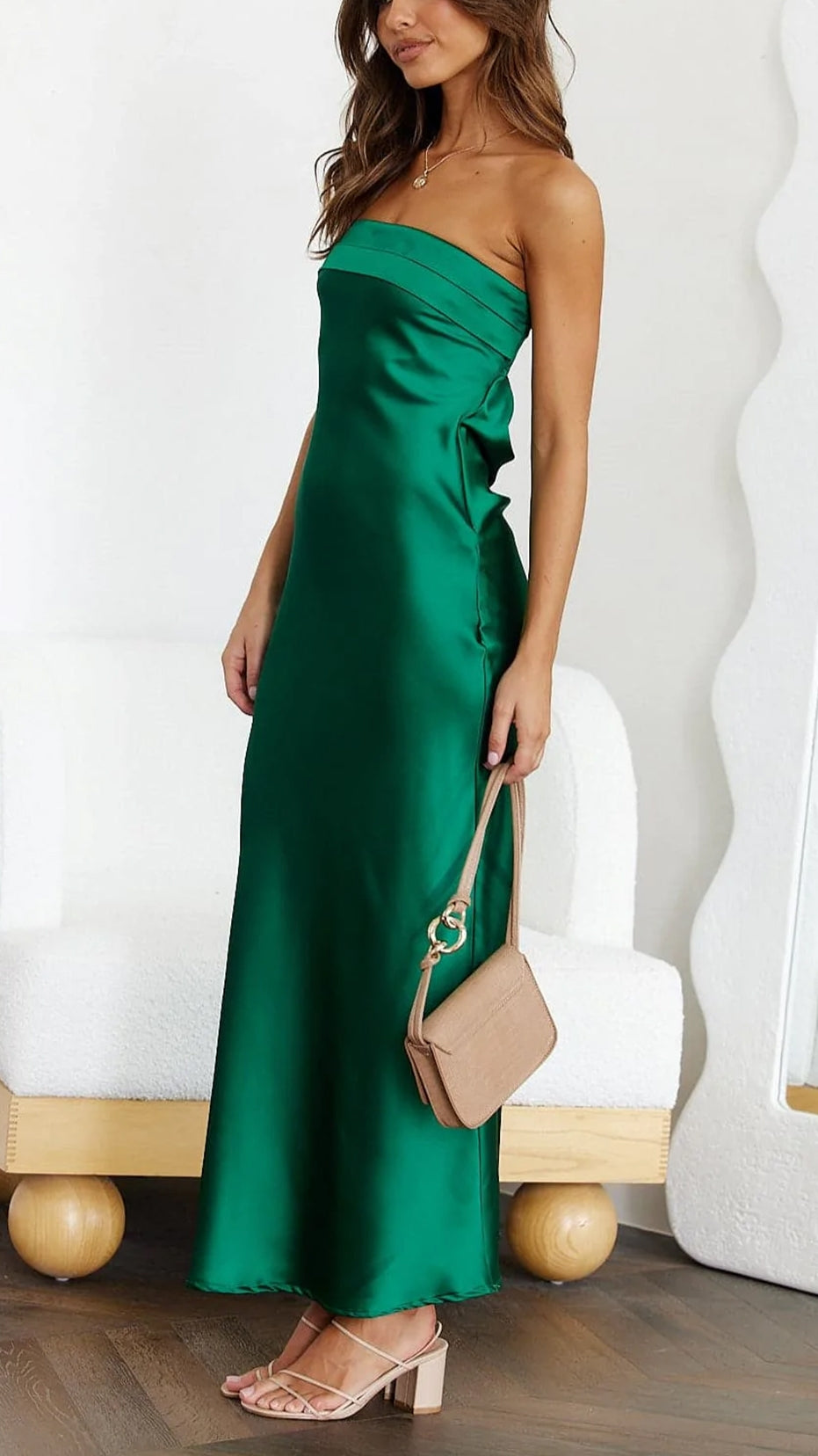 Bethel Satin Dress | Women’s Elegant Satin Midi Dress with Stylish Pleats