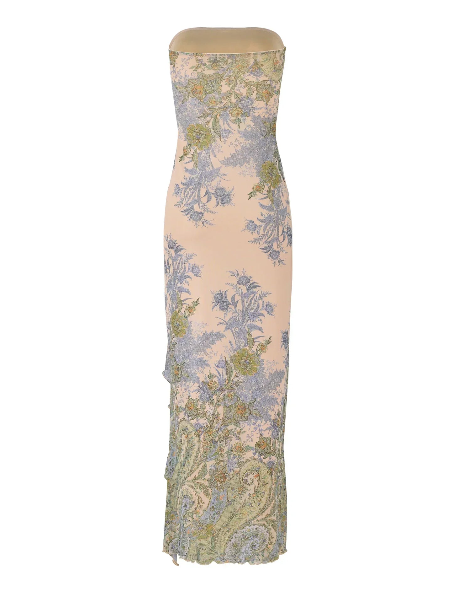Cadrienne Maxi Dress | Strapless Floral Bodycon Maxi Dress with Side Slit for Women