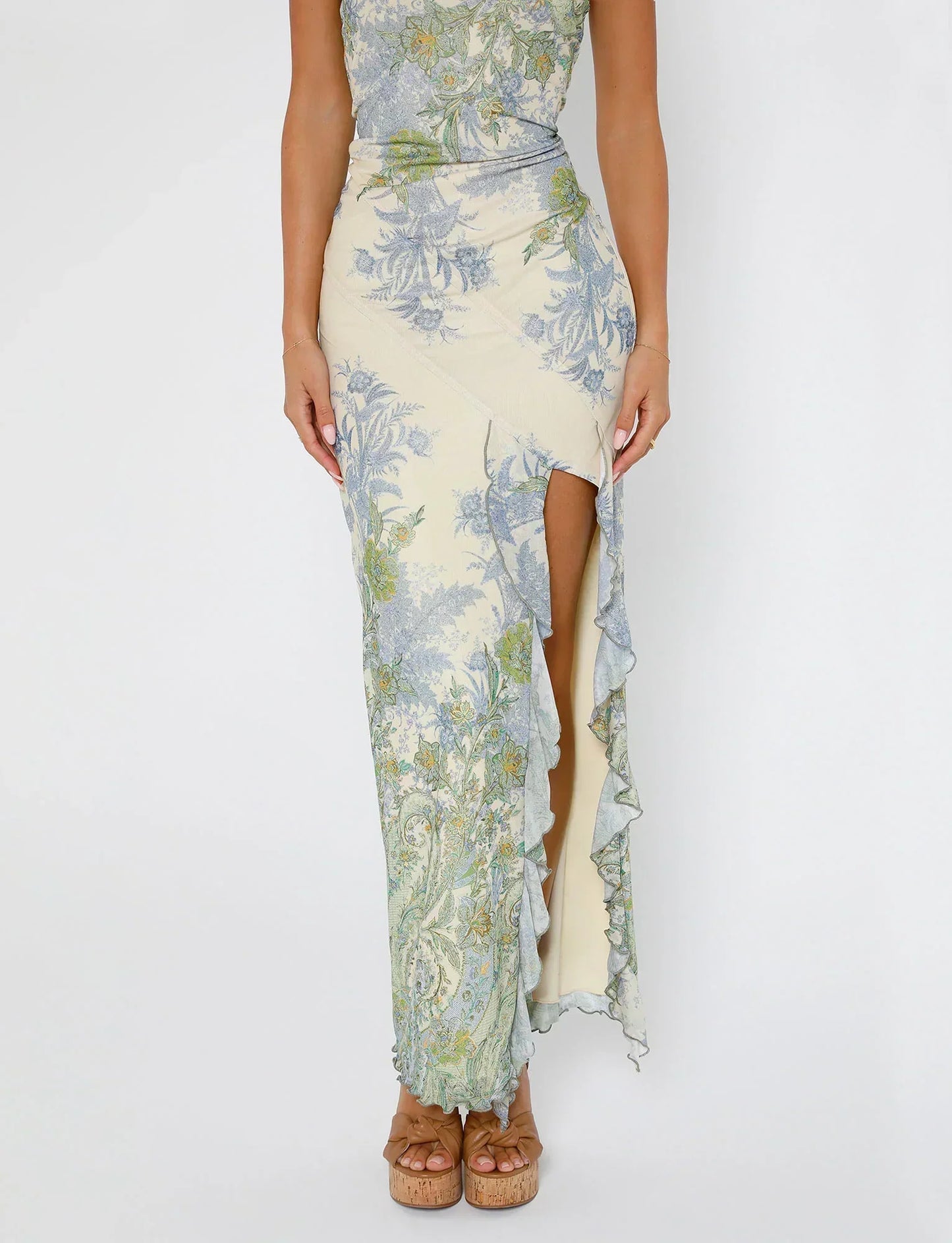 Cadrienne Maxi Dress | Strapless Floral Bodycon Maxi Dress with Side Slit for Women