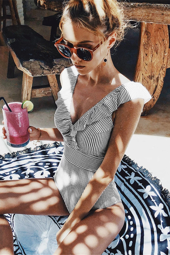 Delyria Swimsuit | Retro One-Piece Swimsuit with Flattering Fit and Vintage Neckline