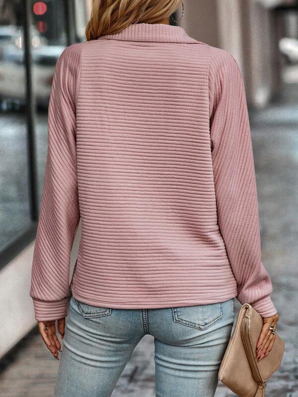 Elizabeth Jumper | Autumn Casual Zip-Up Jumper with Ribbed Detail