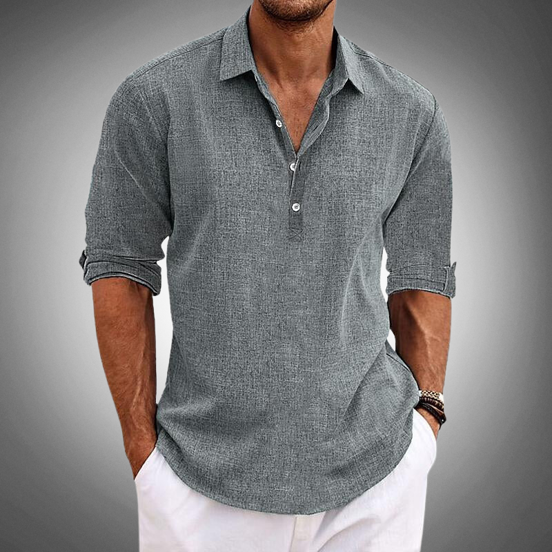 Florent Shirt | Men’s Classic Linen Shirt with Button-Down Front and Breathable Lightweight Fit