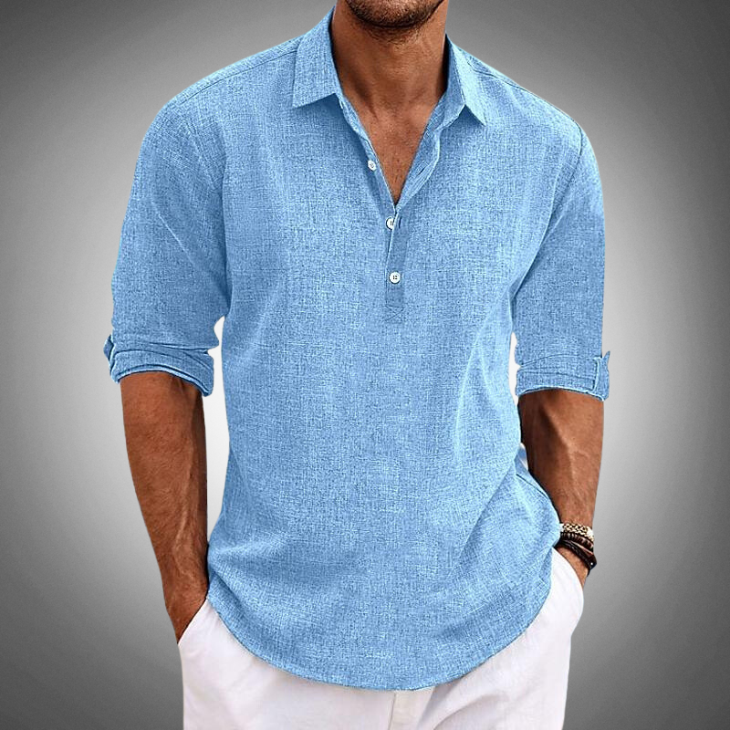 Florent Shirt | Men’s Classic Linen Shirt with Button-Down Front and Breathable Lightweight Fit