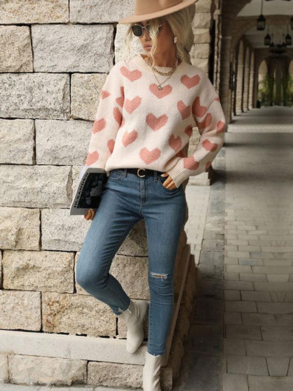 Petra Jumper | Women's Autumn Casual Heart Print Knit Jumper