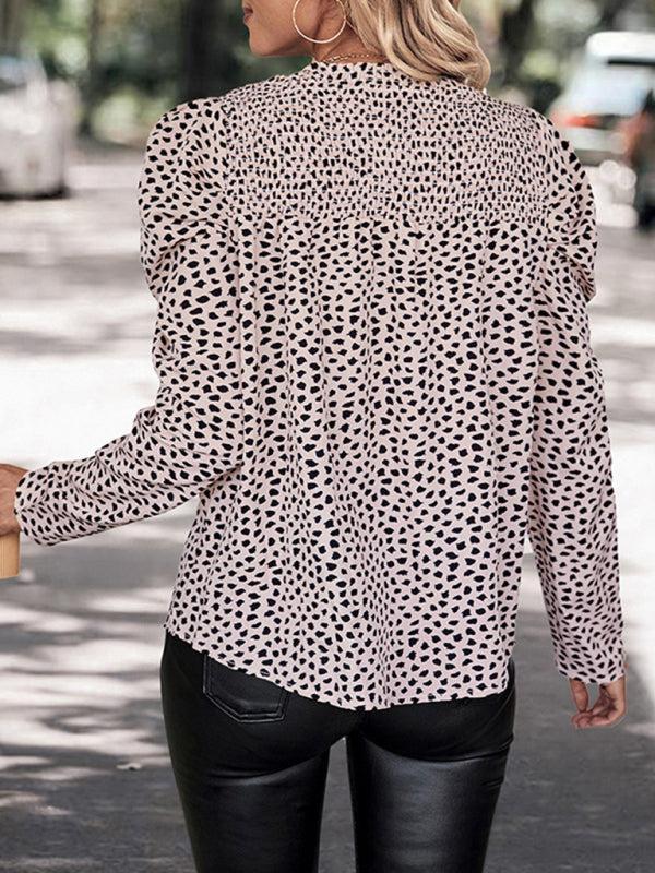 Precious Blouse | Women's Autumn Elegant Leopard Print Long Sleeve Blouse
