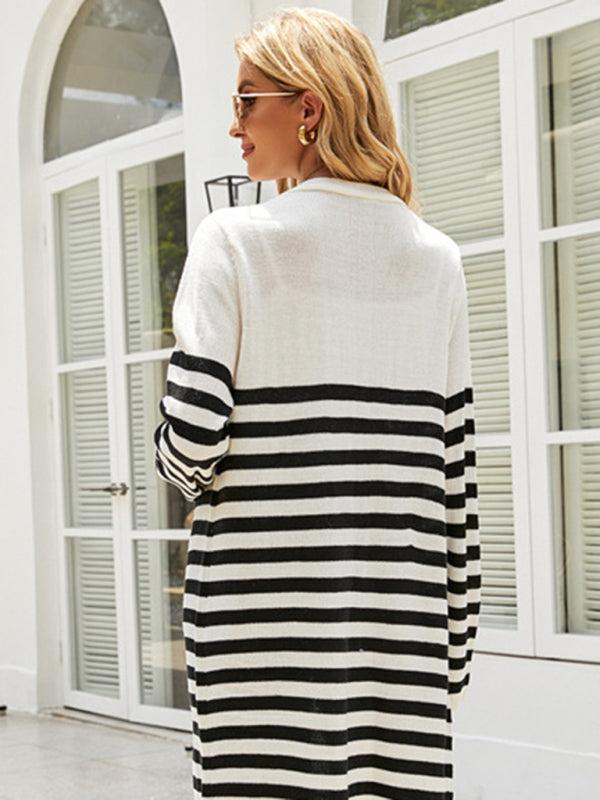 Paris Cardigan | Women's Spring Mid Length Striped Knit Cardigan