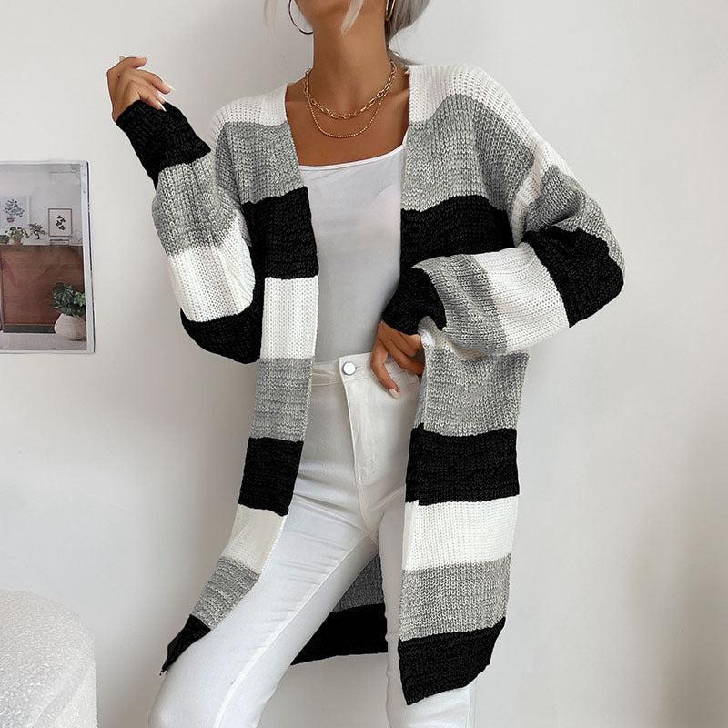 Patty Cardigan | Women's Autumn Thick Stripe Longline Knit Cardigan