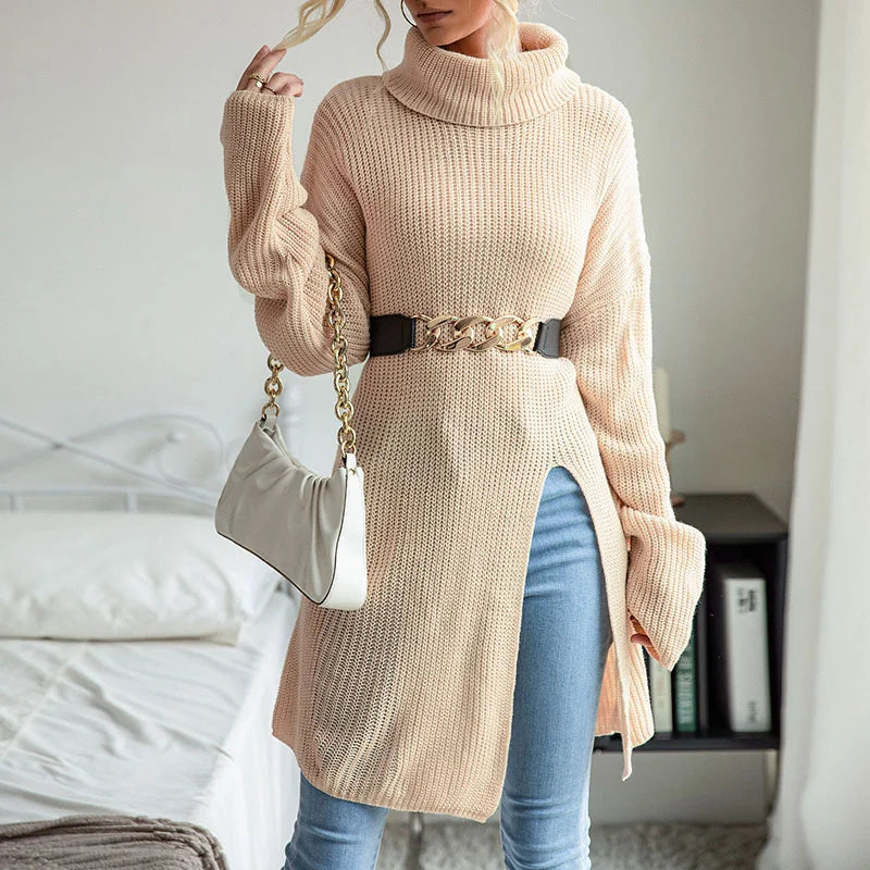 Long sweater with side slits sale