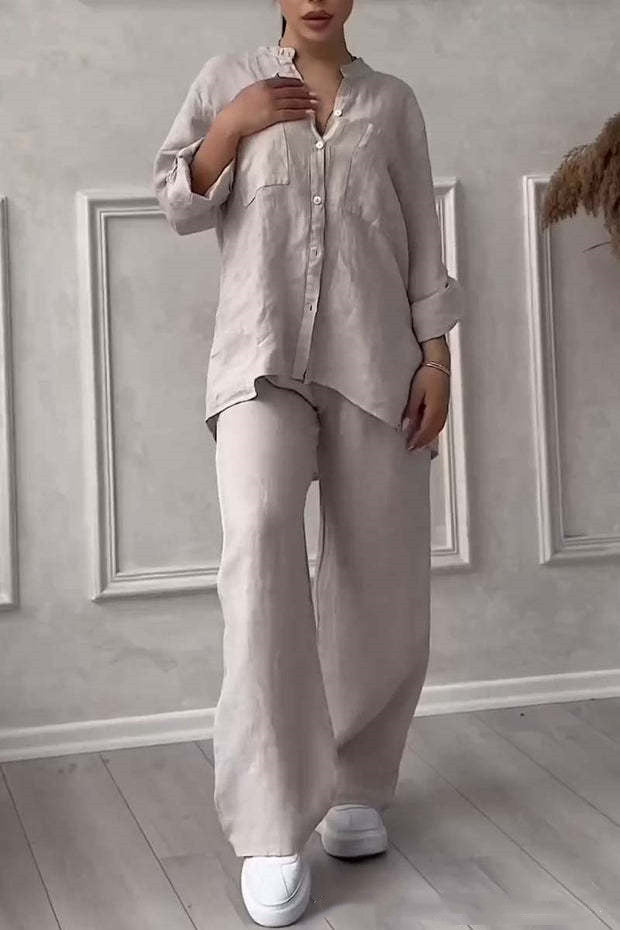 Dayenith Two-Piece Set | Elegant Linen Shirt and High-Waisted Trousers in a Light Minimalist Fit