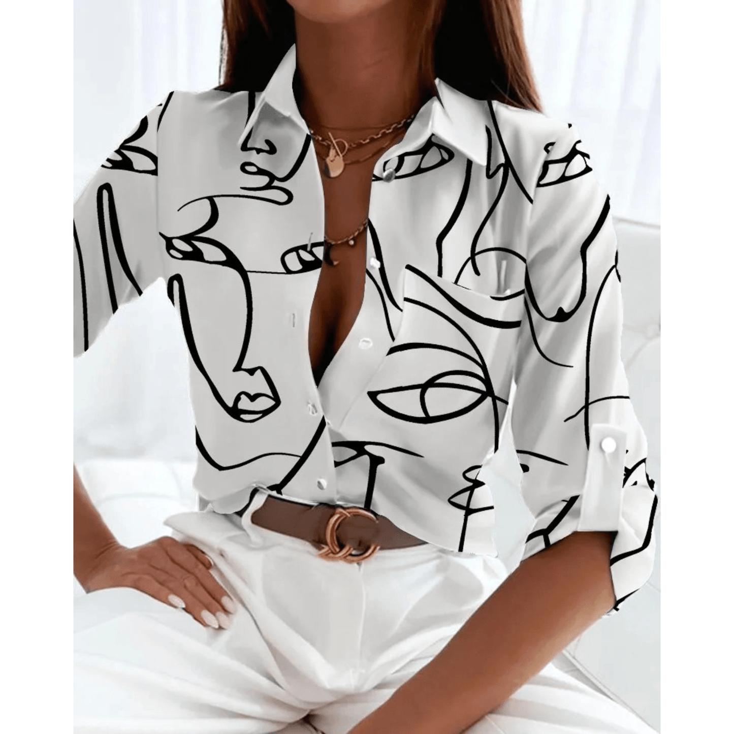 Wanda Blouse | Printed Long-Sleeve Blouse for Women