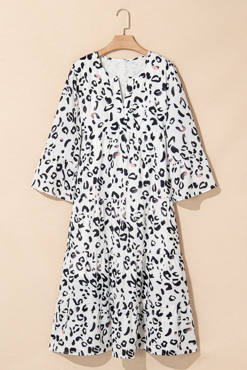 Ximena Maxi Dress | White Leopard Print Loose Fit Dress
