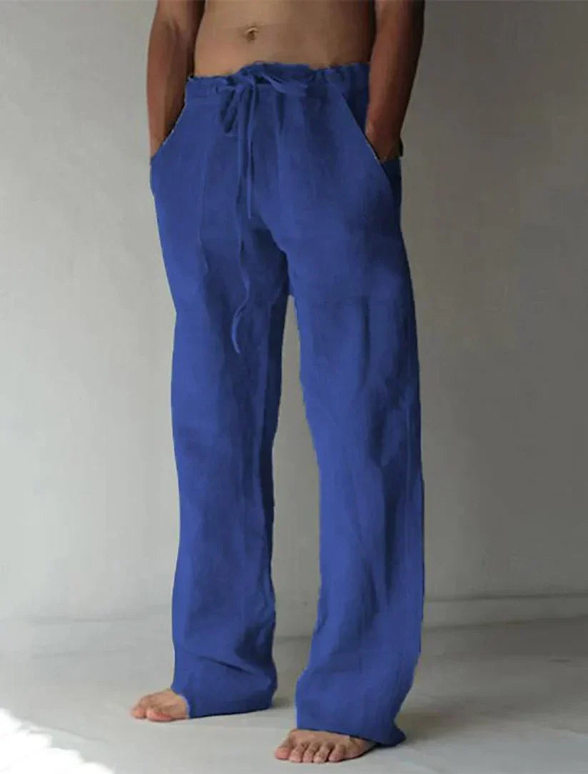 Alexander Linen Trousers | Men’s Wide-Leg Trousers with Drawstring Waist and Relaxed Fit