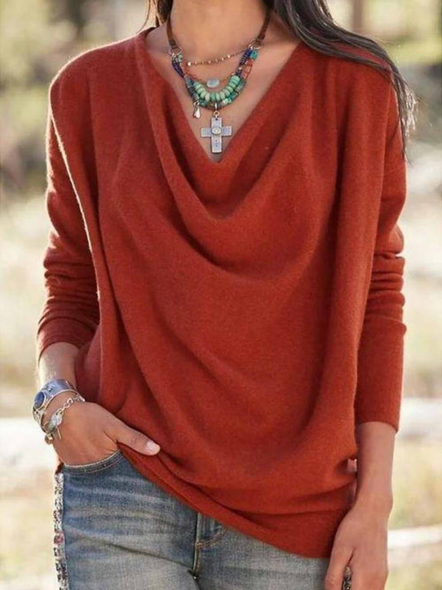 Olga Top | Women's V-Neck Long Sleeve Solid Color Warmer Top