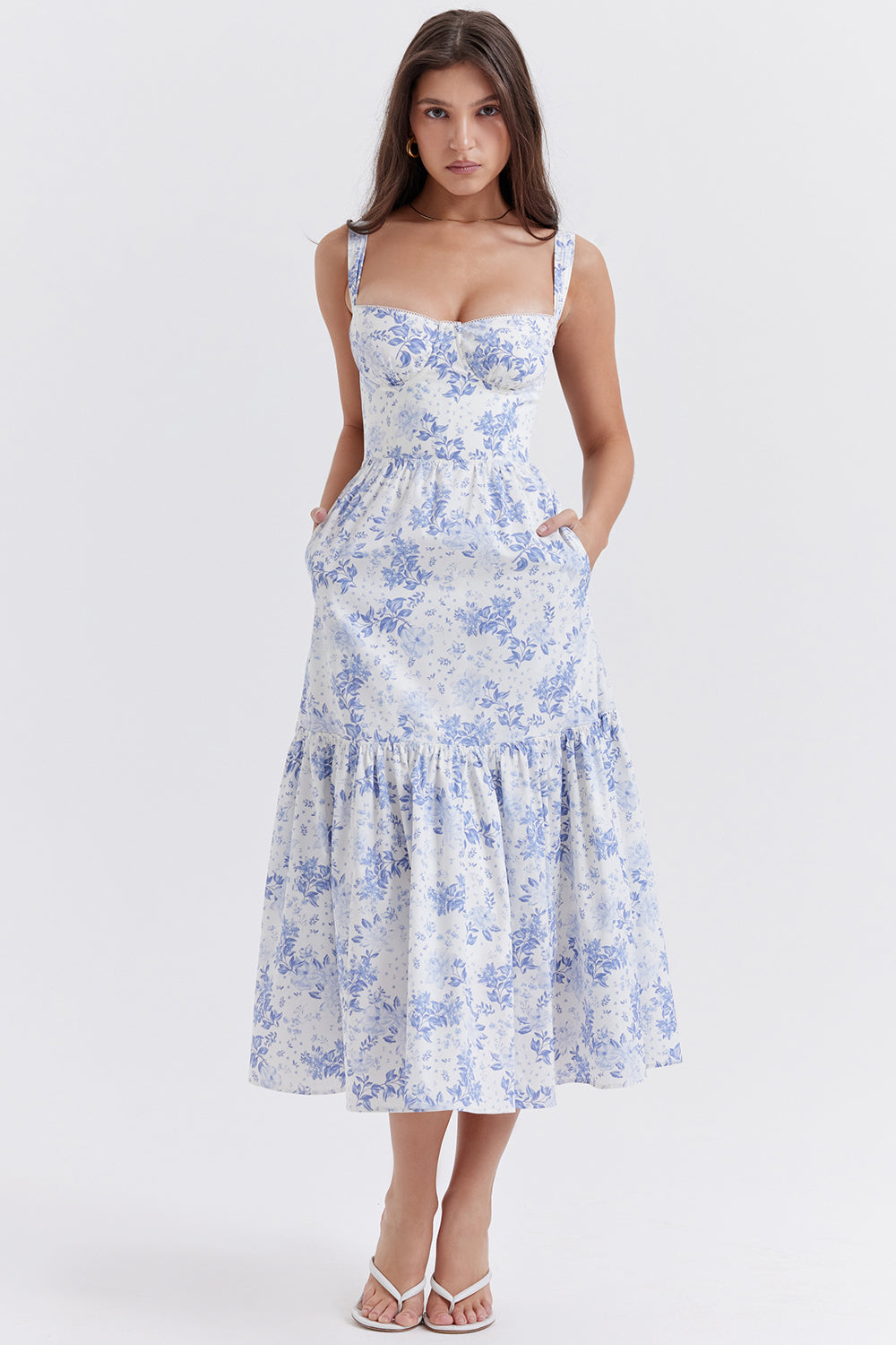 Bridget Sundress | Women’s Floral Print Midi Dress with Lightweight Flowy Fit