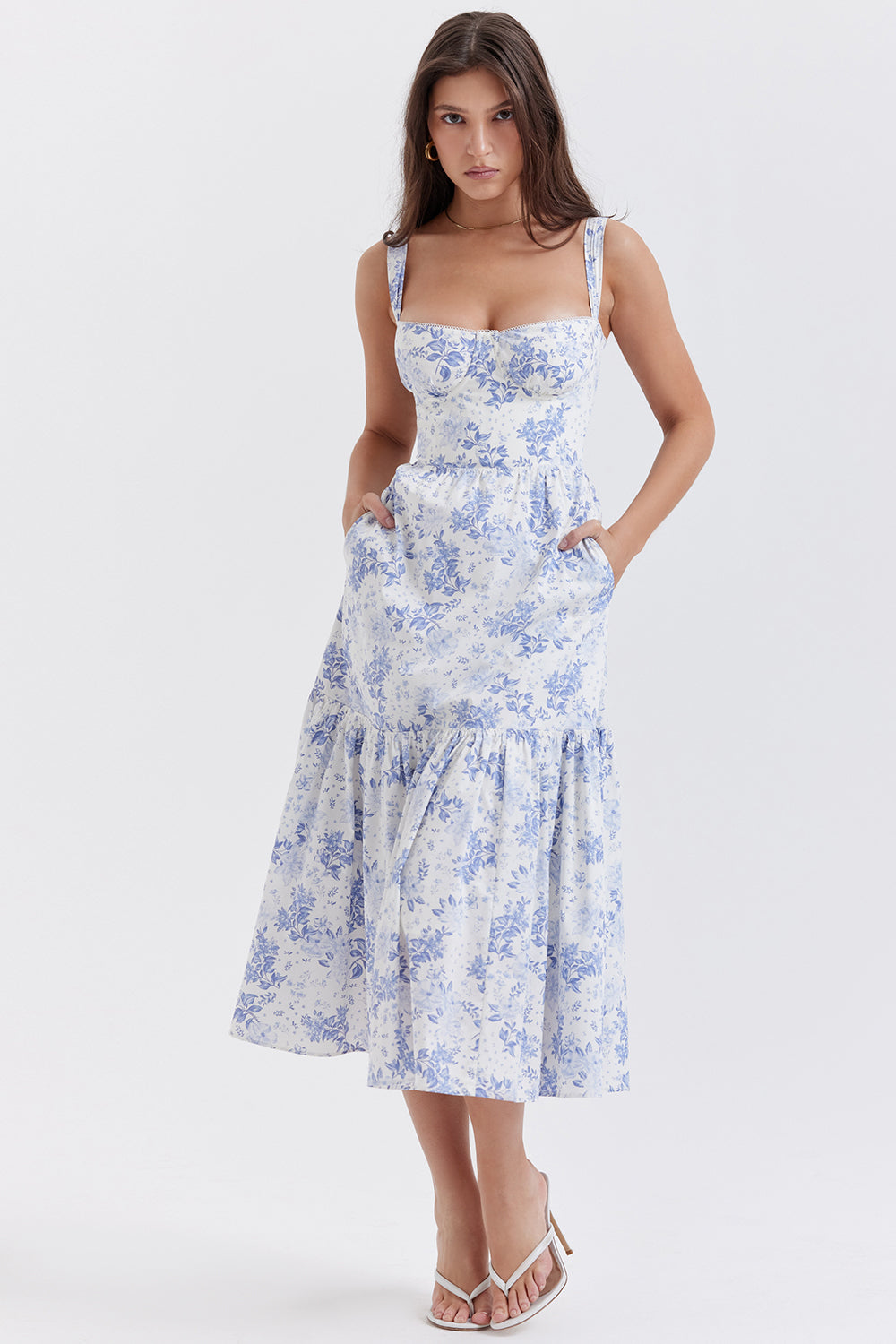 Bridget Sundress | Women’s Floral Print Midi Dress with Lightweight Flowy Fit