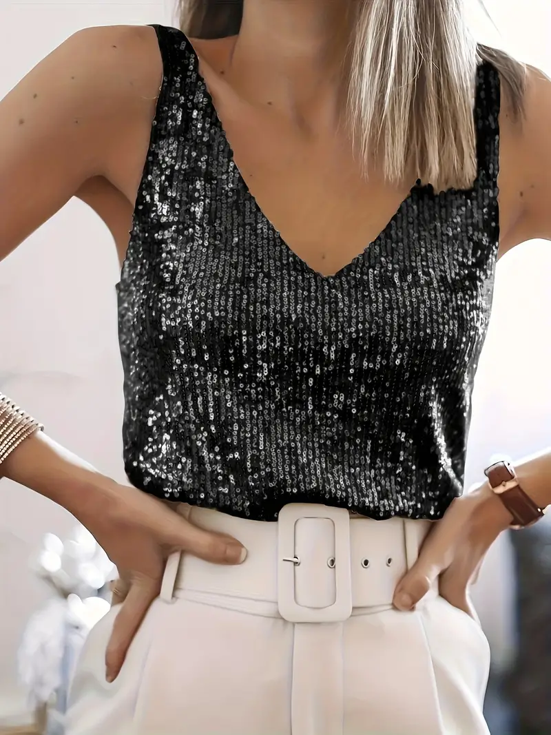 Brooke Sequin Top | Sleeveless Sparkly Party Top
